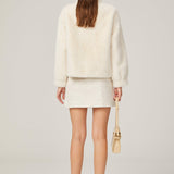 Elegance Pearl Çift Düğmeli Peluş Kaban