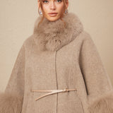 Kürk Detaylı Kemerli Pelerin Kaban