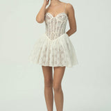 Romantik Dantel Korse Mini Elbise