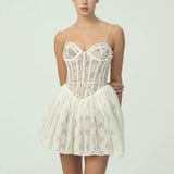 Romantik Dantel Korse Mini Elbise