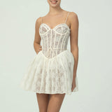 Romantik Dantel Korse Mini Elbise