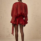 fırfırlı mini kırmızı elbise