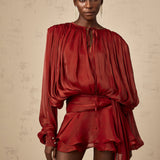 fırfırlı mini kırmızı elbise