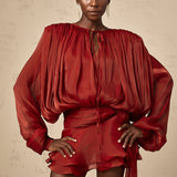 fırfırlı mini kırmızı elbise