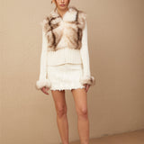 Suni Kürk & Örgü Detaylı Ceket