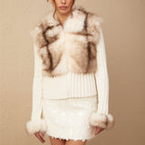 Suni Kürk & Örgü Detaylı Ceket