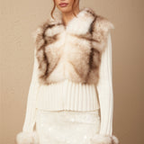 Suni Kürk & Örgü Detaylı Ceket