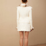 Suni Kürk & Örgü Detaylı Ceket