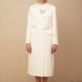 Eternal Grace Beyaz Kuşaklı Uzun Kaban