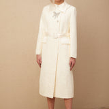 Eternal Grace Beyaz Kuşaklı Uzun Kaban