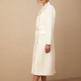 Eternal Grace Beyaz Kuşaklı Uzun Kaban