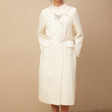 Eternal Grace Beyaz Kuşaklı Uzun Kaban