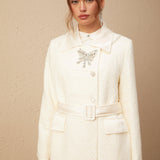 Eternal Grace Beyaz Kuşaklı Uzun Kaban