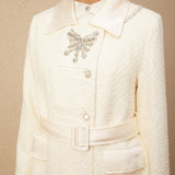 Eternal Grace Beyaz Kuşaklı Uzun Kaban