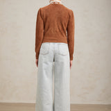 Taş İşlemeli Fırfırlı Örgü Hırka