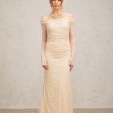 Elegance Aura Omuz Dekolteli Tül Uzun Elbise