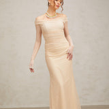 Elegance Aura Omuz Dekolteli Tül Uzun Elbise