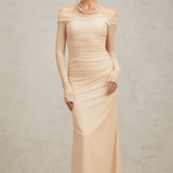 Elegance Aura Omuz Dekolteli Tül Uzun Elbise