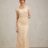 Elegance Aura Omuz Dekolteli Tül Uzun Elbise