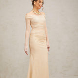 Elegance Aura Omuz Dekolteli Tül Uzun Elbise