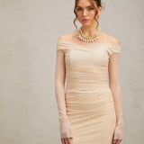 Elegance Aura Omuz Dekolteli Tül Uzun Elbise