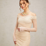 Elegance Aura Omuz Dekolteli Tül Uzun Elbise