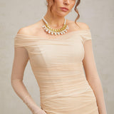 Elegance Aura Omuz Dekolteli Tül Uzun Elbise