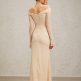 Elegance Aura Omuz Dekolteli Tül Uzun Elbise