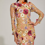 Çiçek Desenli Tül Midi Elbise