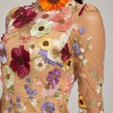 Çiçek Desenli Tül Midi Elbise