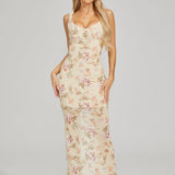 Çiçek İşlemeli Maxi Elbise