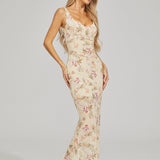 Çiçek İşlemeli Maxi Elbise