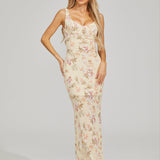 Çiçek İşlemeli Maxi Elbise