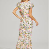 Çiçek İşlemeli Maxi Elbise