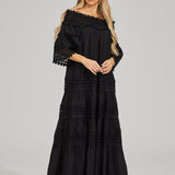 Omzu Açık Dantel Maxi Elbise