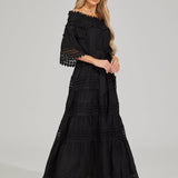 Omzu Açık Dantel Maxi Elbise