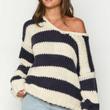 Omuzları Açık Çizgili Kazak