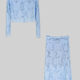 Işıltılı Yaka Süslemeli ve Midi Etekli Dantel Takımı