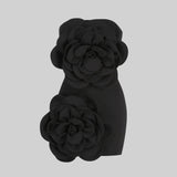 Hacimli Çiçek Desenli Mini Elbise