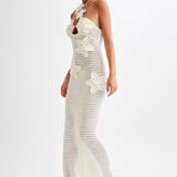 Beverly Floral Aplike Tığ İşi Uzun Elbise