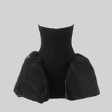 3D Gümüş Çiçek Süslemeli Zarif Mini Elbise