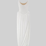 Yandan Yırtmaçlı Drapeli Maksi Elbise