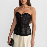 Straplez Dantel Korse – Siyah