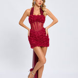 Olympia Korse Gül Mini Elbise