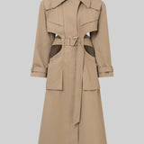 Bej Cut-Out Trenç Kaban