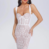 Charmy - Dantelli Beyaz Midi Elbise