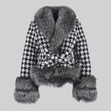 Kazayağı Desenli Yün Palto