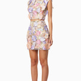 Çiçek İşlemeli Mini Etek Takım