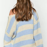 Omuzları Açık Çizgili Kazak