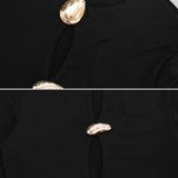 Heykelsi Düğme Detaylı Drapeli Dekolteli Mini Elbise – Siyah